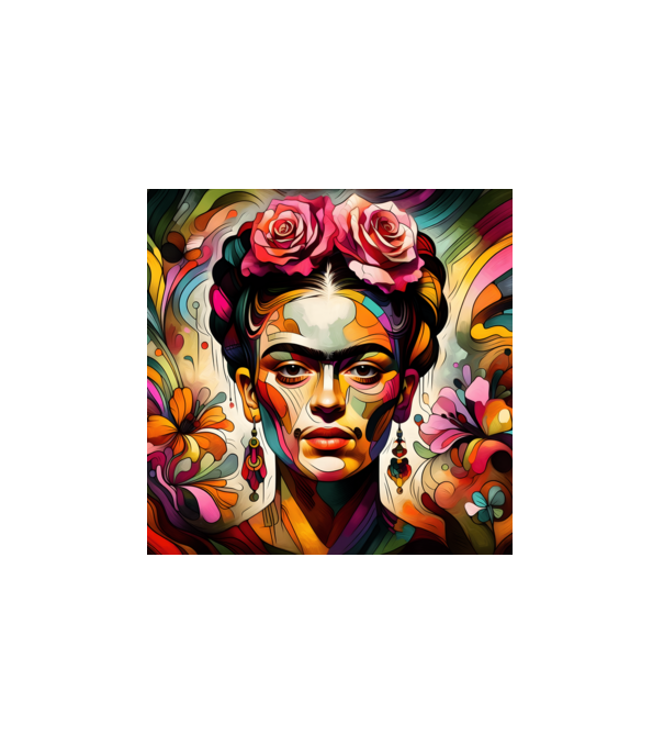 Frida Kahlo: A Színek és Virágok Művésze minta fehér pólón