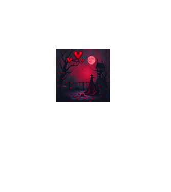 Spooky szíves minta fekete pólón