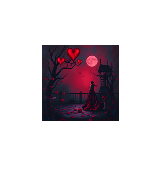 Spooky szíves minta fekete pólón