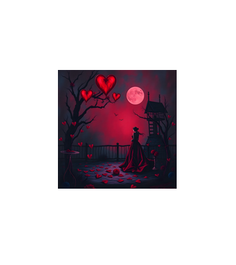 Spooky szíves minta fekete pólón