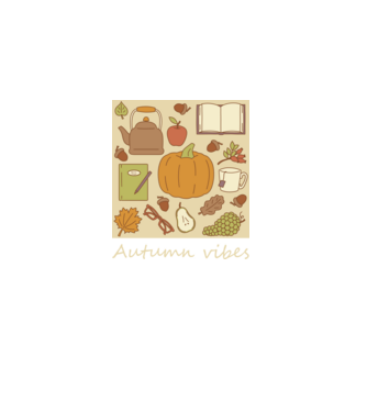 Autumn vibes bézs minta fekete pólón