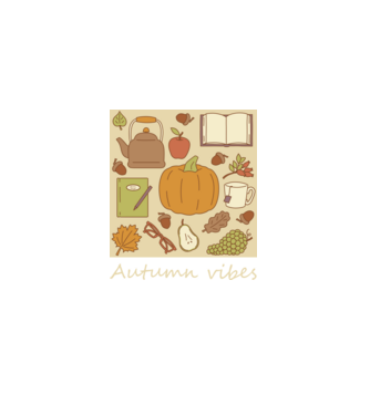 Autumn vibes bézs minta fekete pólón