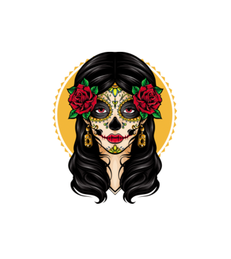 La Catrina 3 minta fehér pólón