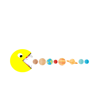 Horror Pacman a világ ellen minta fehér pólón