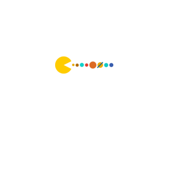 Pacman felfalja a naprendszert minta királykék pólón