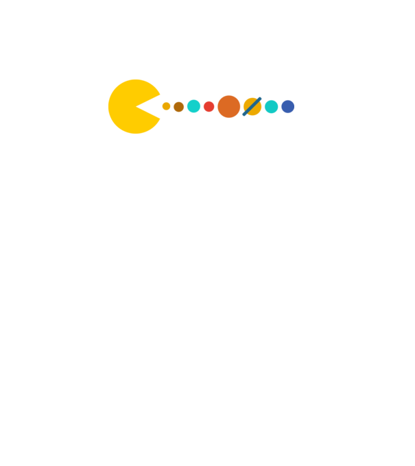 Pacman felfalja a naprendszert minta fekete pólón