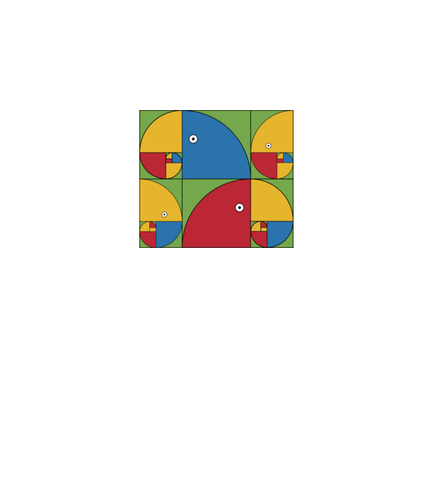 Fibonacci papagáj minta türkiz pólón
