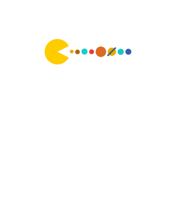 Pacman felfalja a naprendszert minta türkiz pólón