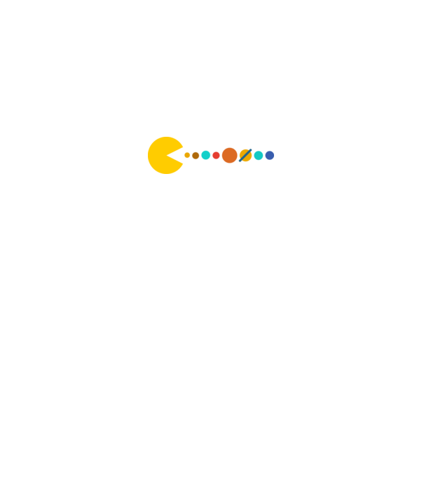 Pacman felfalja a naprendszert minta királykék pólón