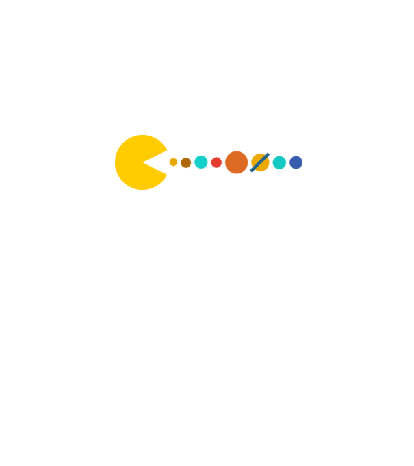 Pacman felfalja a naprendszert minta farmerkék pólón