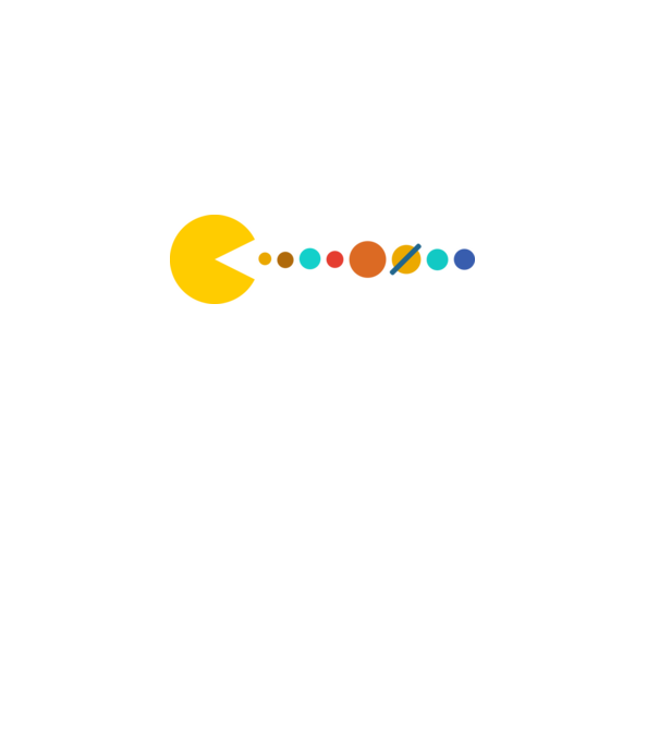 Pacman felfalja a naprendszert minta fekete pólón