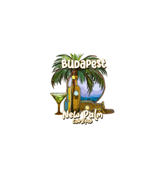 pálma_budapest minta fekete pólón