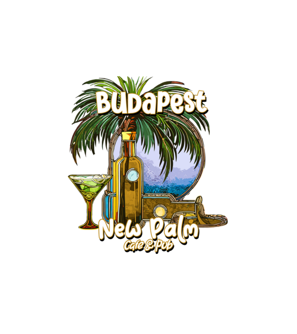 pálma_budapest minta fehér pólón