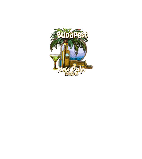 pálma_budapest minta fekete pólón