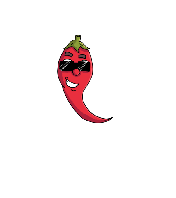 Laza napszemüveges chili minta fehér pólón