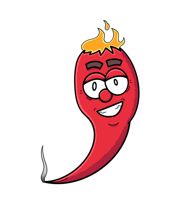 Lángoló tüzes chili minta fehér pólón