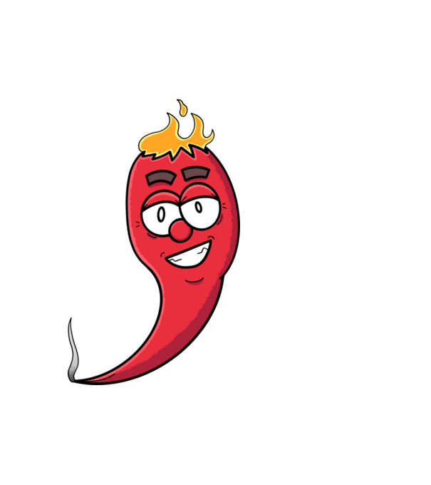 Lángoló tüzes chili minta fehér pólón