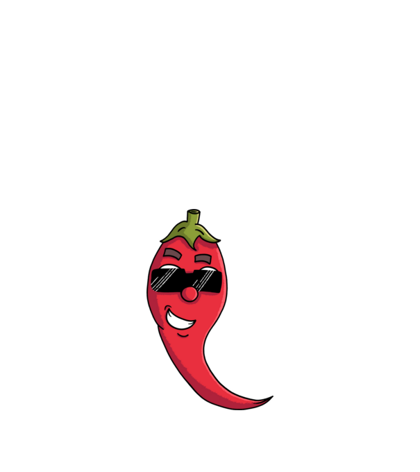 Laza napszemüveges chili minta fehér pólón