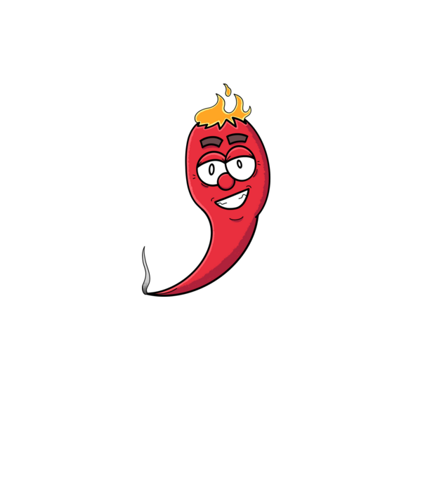 Lángoló tüzes chili minta fehér pólón