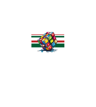 Rubik kocka nemzeti színekkel minta királykék pólón
