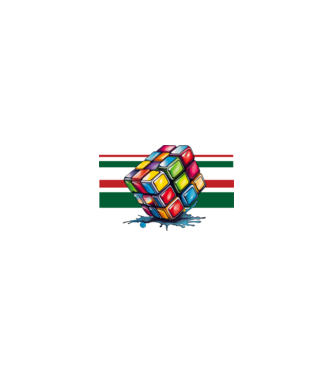 Rubik kocka nemzeti színekkel minta homokszín pólón
