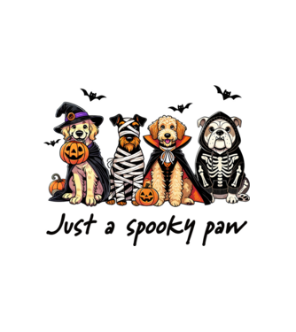 Halowen kutyák Just a spooky paw minta fehér pólón