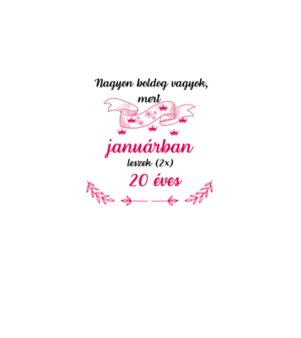 40. (2*20) szülinap  január minta világos rózsaszín pólón