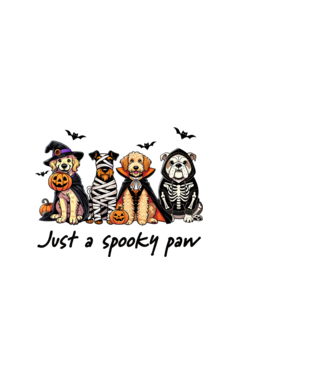 Halowen kutyák Just a spooky paw minta fehér pólón