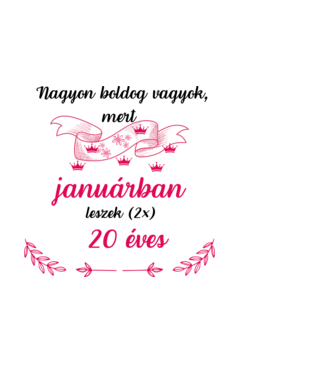 40. (2*20) szülinap  január minta fekete pólón