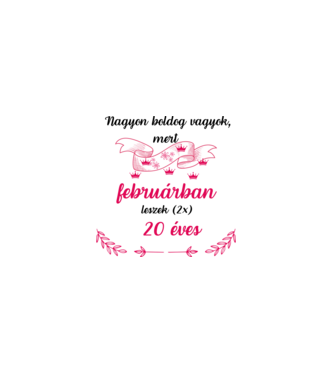 40. (2*20) szülinap február minta fehér pólón