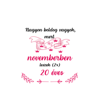 40. (2*20) szülinap nov. minta fehér pólón