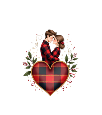 Love piros fekete minta fehér pólón