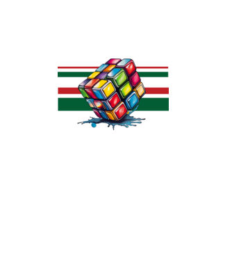 Rubik kocka nemzeti színekkel minta fehér pólón
