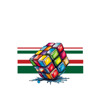 Rubik kocka nemzeti színekkel minta fehér pólón