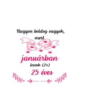 50. (225) szülinap jan. minta világos rózsaszín pólón