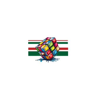 Rubik kocka nemzeti színekkel minta szürke pólón