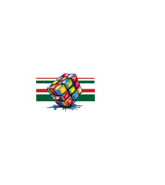 Rubik kocka nemzeti színekkel minta világos rózsaszín pólón