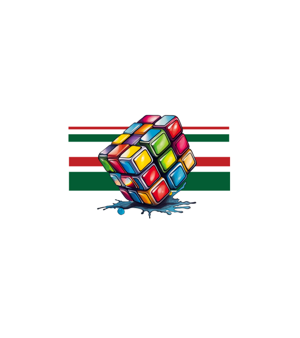 Rubik kocka nemzeti színekkel minta fehér pólón