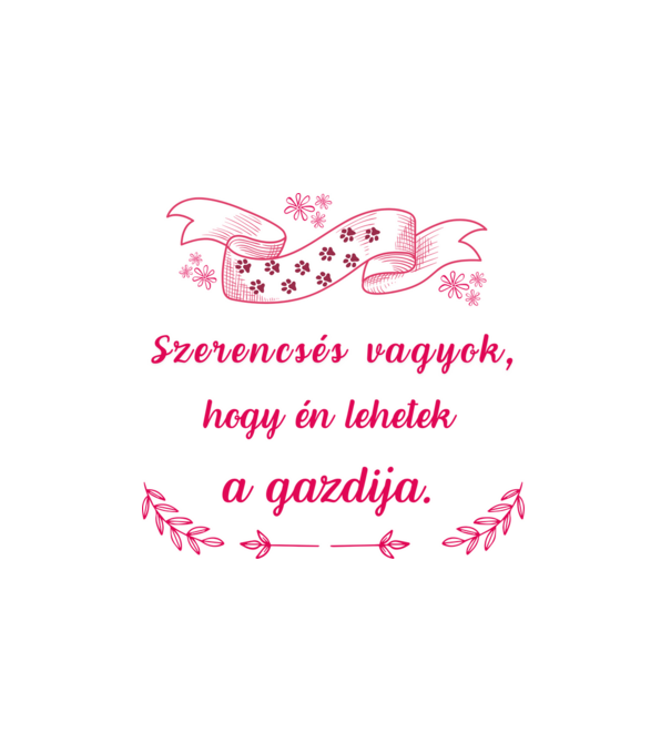Kutyás gazdi pink minta fehér pólón