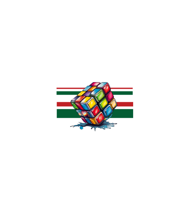 Rubik kocka nemzeti színekkel minta homokszín pólón