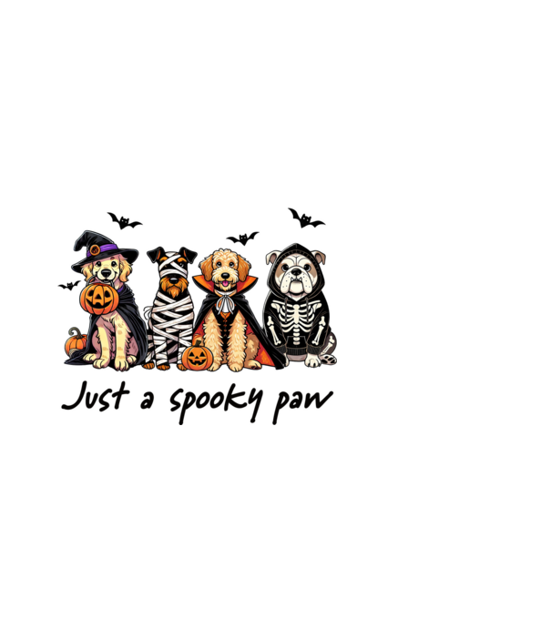 Halowen kutyák Just a spooky paw minta fekete pólón