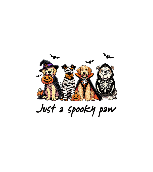 Halowen kutyák Just a spooky paw minta fehér pólón