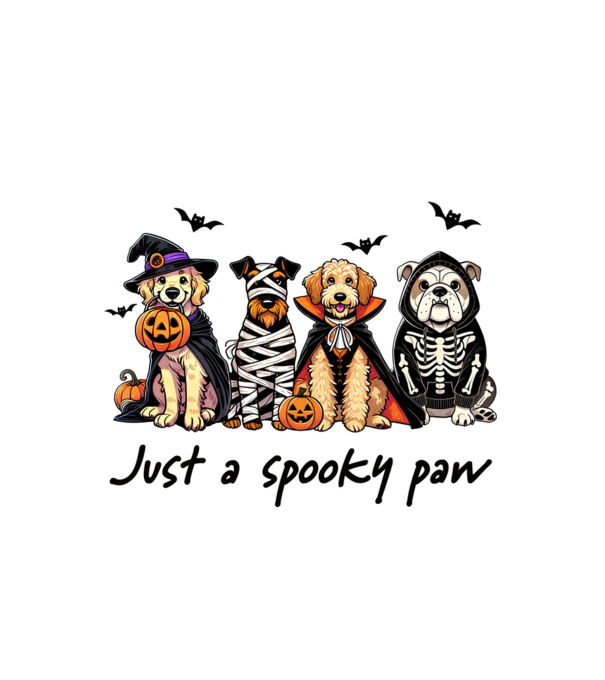 Halowen kutyák Just a spooky paw minta fehér pólón