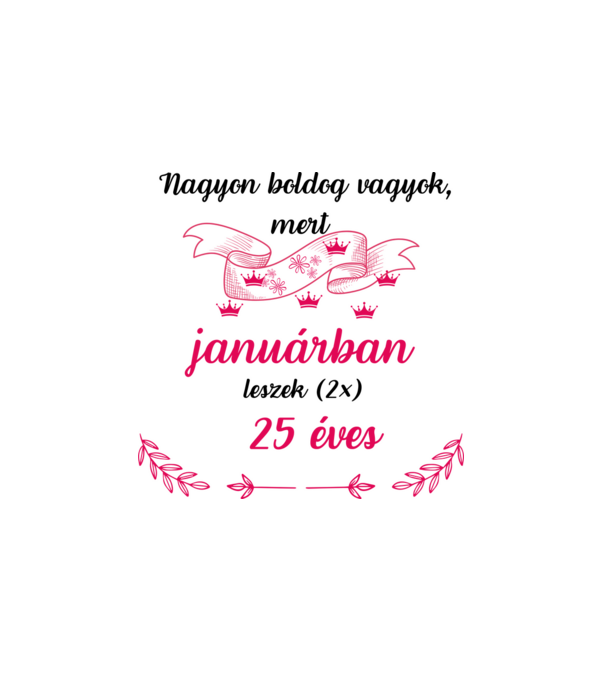 50. (225) szülinap jan. minta fehér pólón