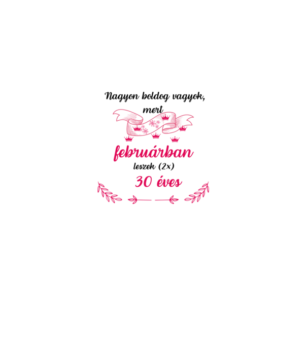 60. (2*30) szülinap  február minta fehér/piros pólón