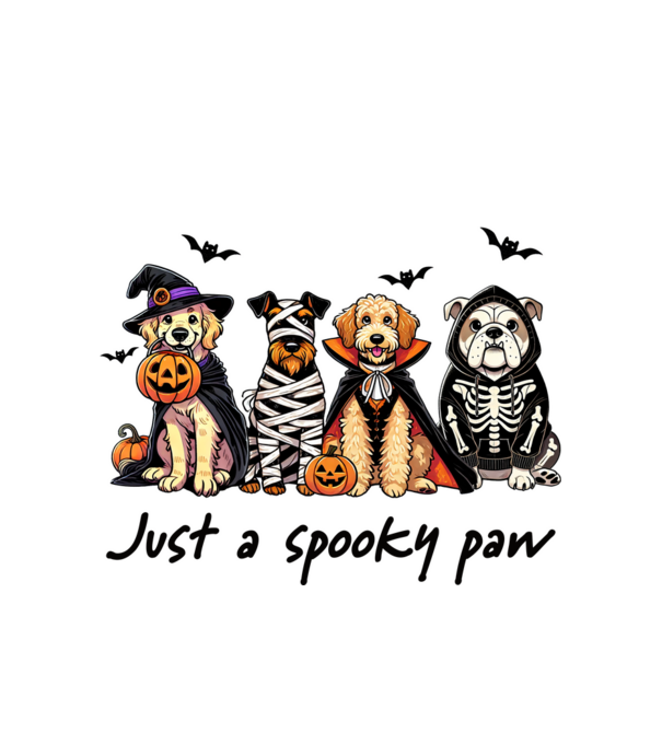Halowen kutyák Just a spooky paw minta fehér pólón