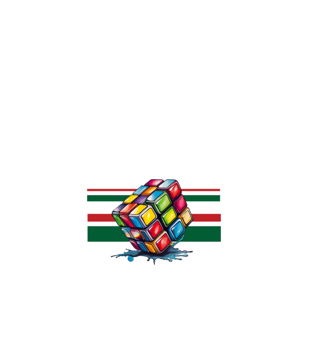 Rubik kocka nemzeti színekkel minta fehér pólón