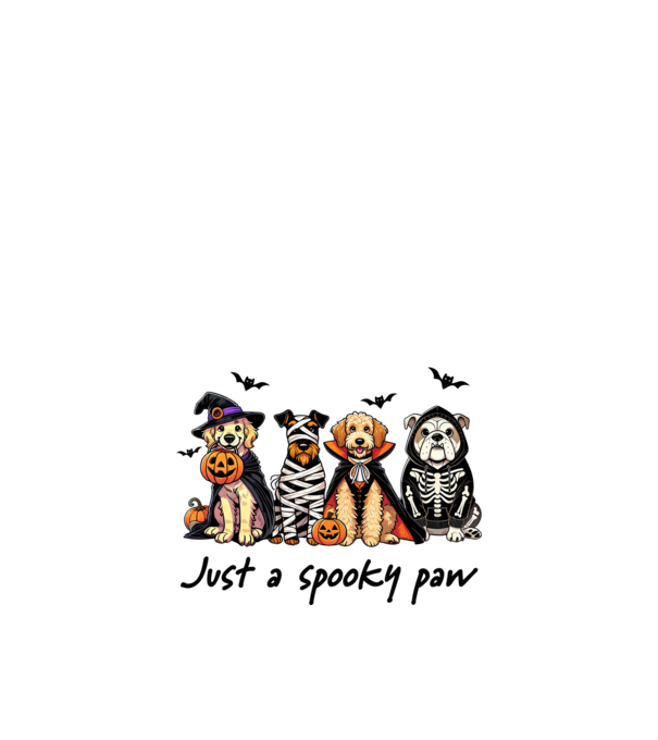 Halowen kutyák Just a spooky paw minta fehér pólón