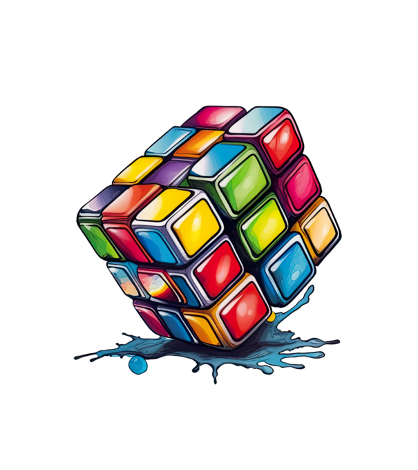 rubik kocka minta fehér pólón