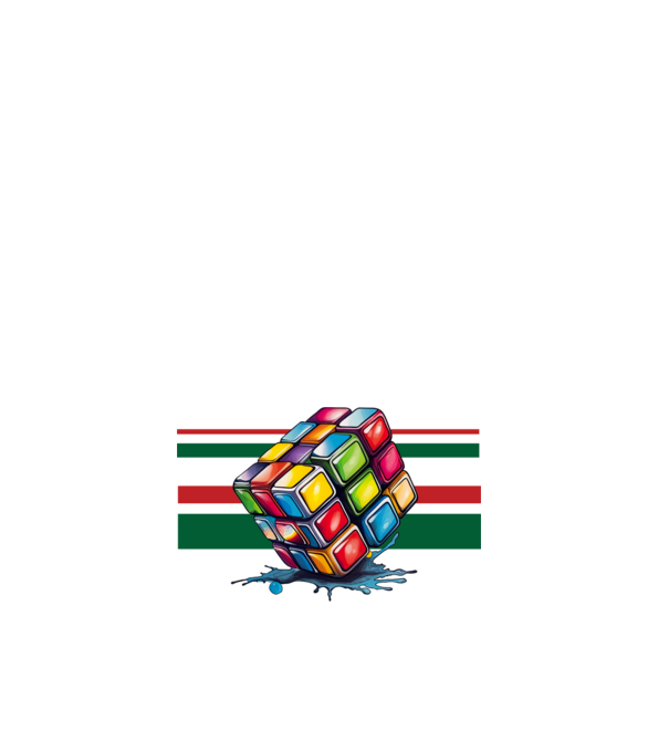 Rubik kocka nemzeti színekkel minta fehér pólón